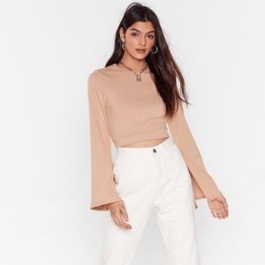 Nasty Gal Bell Sleeved Crop Top